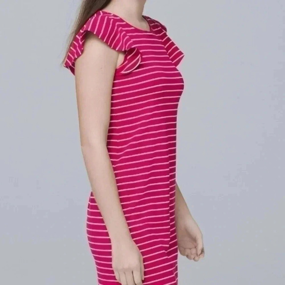 🌻WHITE HOUSE BLACK MARKET FLOUNCE-SLEEVE STRIPE KNI - Picture 2 of 8